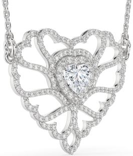 Large Diamond Platinum Heart Necklace