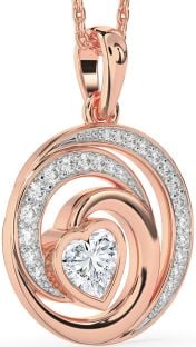 Diamond Rose Gold Circle Heart Necklace