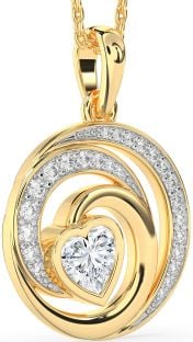 Diamond Gold Circle Heart Necklace