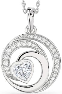 Diamond White Gold Circle Heart Necklace