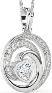 Diamond White Gold Circle Heart Necklace
