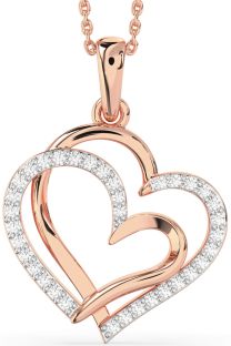 Large Diamond Rose Gold Heart Necklace