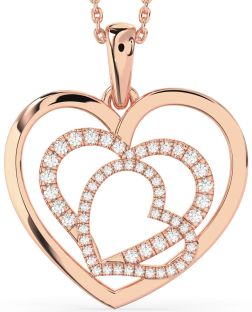 Large Diamond Rose Gold Heart Necklace