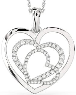 Large Diamond Platinum Heart Necklace