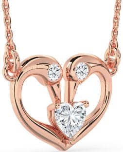 Diamond Rose Gold Swan Heart Necklace