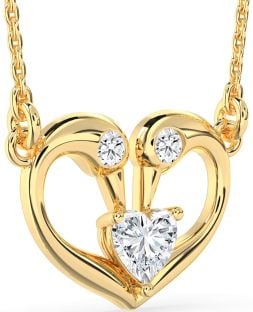 Diamond Gold Swan Heart Necklace