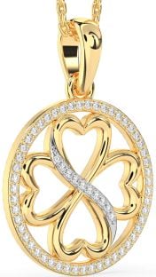 Diamond Gold Clover Circle Necklace
