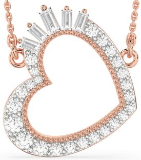 Large Diamond Rose Gold Heart Necklace