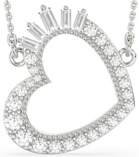 Large Diamond Platinum Heart Necklace