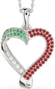 Emerald & Ruby Platinum Heart Necklace