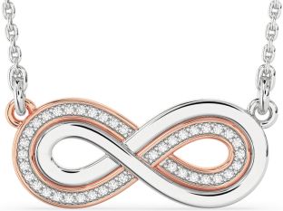 Large Diamond White Rose Gold Infinity Necklace