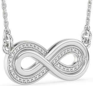 Large Diamond White Gold Infinity Necklace