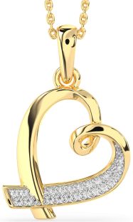 Diamond Gold Silver Heart Necklace