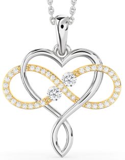 Large Diamond Platinum & Yellow Gold Heart Infinity Necklace