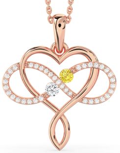 Large Diamond Rose Gold Heart Infinity Necklace