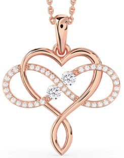 Large Diamond Rose Gold Heart Infinity Necklace