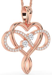 Large Diamond Rose Gold Heart Infinity Necklace