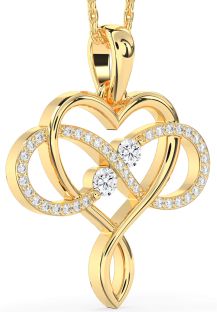 Large Diamond Gold Heart Infinity Necklace