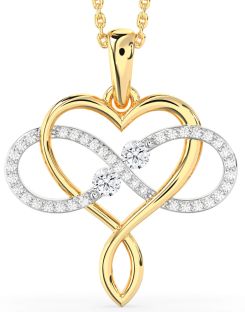 Large Diamond Platinum & Yellow Gold Heart Infinity Necklace
