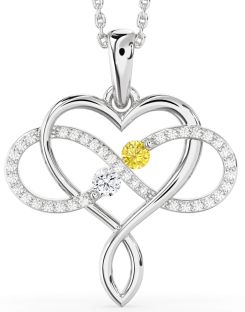 Large Diamond Platinum Heart Infinity Necklace