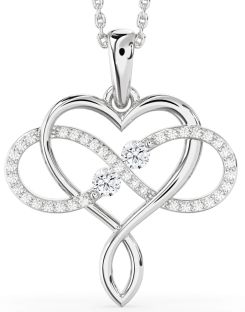 Large Diamond Platinum Heart Infinity Necklace