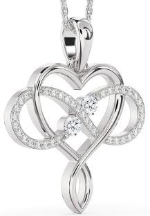 Large Diamond White Gold Heart Infinity Necklace