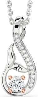 Diamond Silver & 10K Rose Gold Infinity Whale Tail Necklace