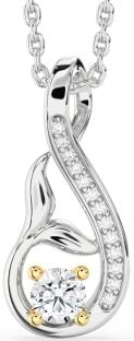 Diamond Silver & 10K gold Infinity Whale Tail Necklace