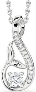 Diamond White Gold Infinity Whale Tail Necklace
