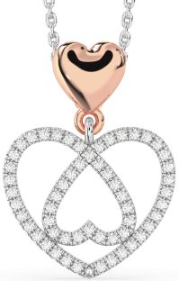 Diamond White Rose Gold Heart Necklace