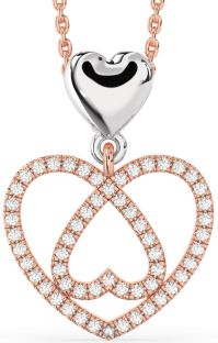 Diamond White Rose Gold Heart Necklace