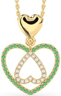 Diamond & Emerald Gold Heart Necklace