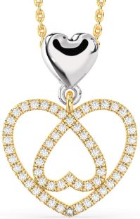 Diamond White Yellow Gold Heart Necklace