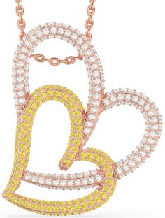 Large Yellow Diamond Rose Gold Heart Necklace
