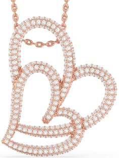 Large Diamond Rose Gold Heart Necklace