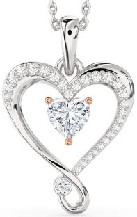 Diamond White Rose Gold Heart Necklace