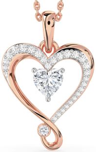 Diamond White Rose Gold Heart Necklace