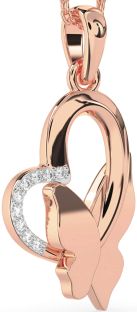 Diamond Rose Gold Heart Butterfly Necklace
