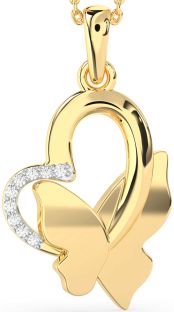 Diamond Gold Heart Butterfly Necklace