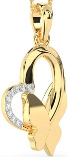Diamond Gold Heart Butterfly Necklace