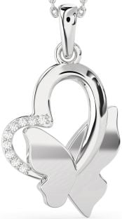 Diamond Platinum Heart Butterfly Necklace
