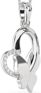 Diamond White Gold Heart Butterfly Necklace
