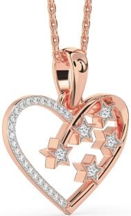 Diamond Rose Gold Heart Star Necklace