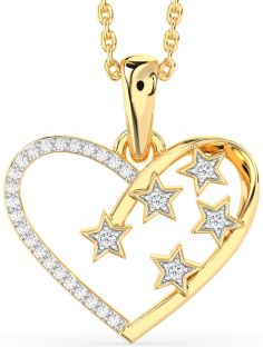 Diamond Gold Heart Star Necklace