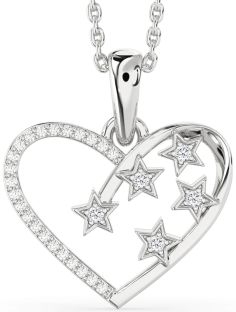 Diamond White Gold Heart Star Necklace