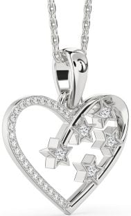 Diamond White Gold Heart Star Necklace