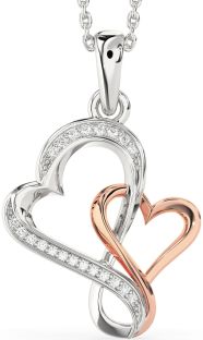 Diamond White Rose Gold Heart Infinity Necklace