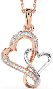 Diamond Rose Gold Silver Heart Infinity Necklace