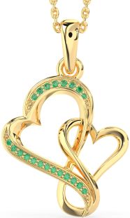 Emerald Gold Silver Heart Infinity Necklace