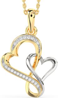 Diamond Gold Silver Heart Infinity Necklace